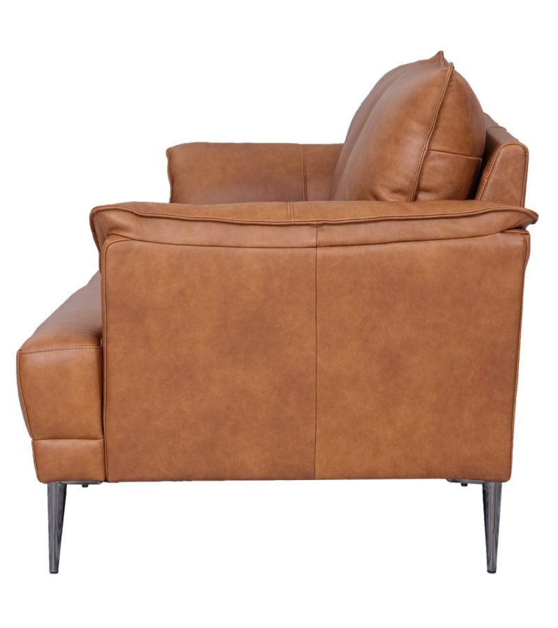 Soul 3 pers. sofa - lysebrun semianilin lder og sort metal