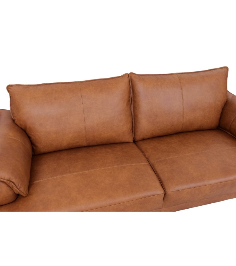 Soul 3 pers. sofa - lysebrun semianilin lder og sort metal