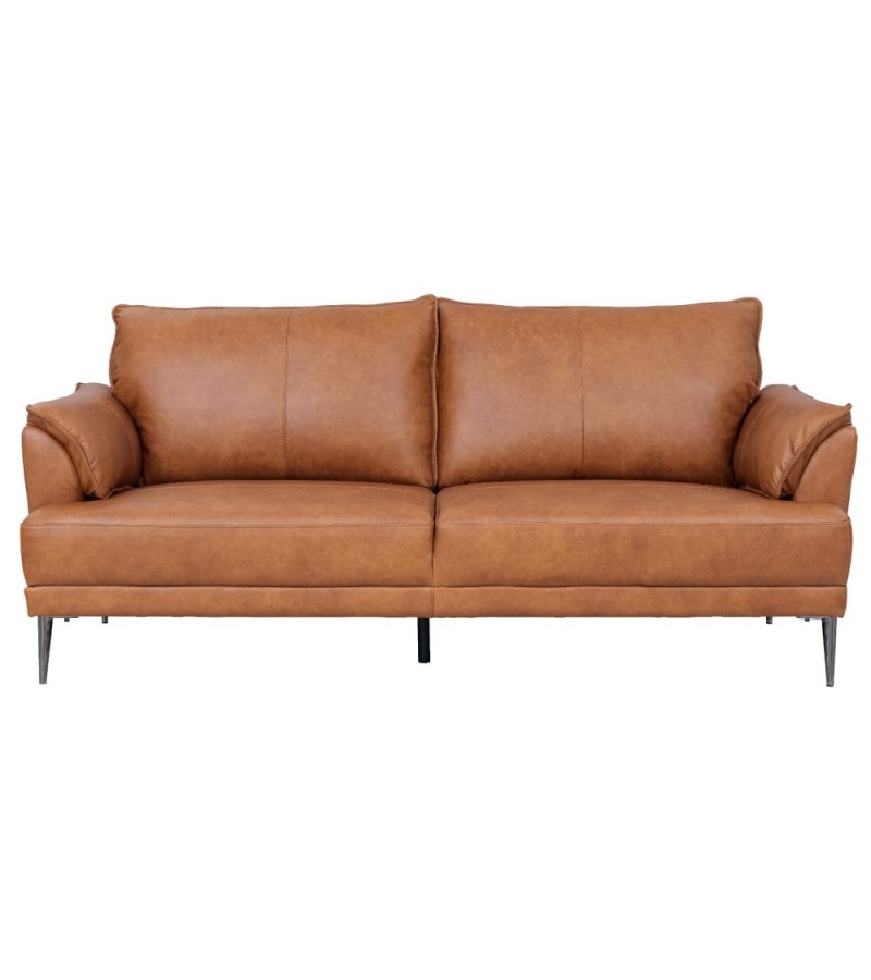 Soul 3 pers. sofa - lysebrun semianilin lder og sort metal