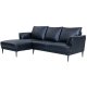 Soul sofa, m. venstre chaiselong - sort semianilin lder og sort metal