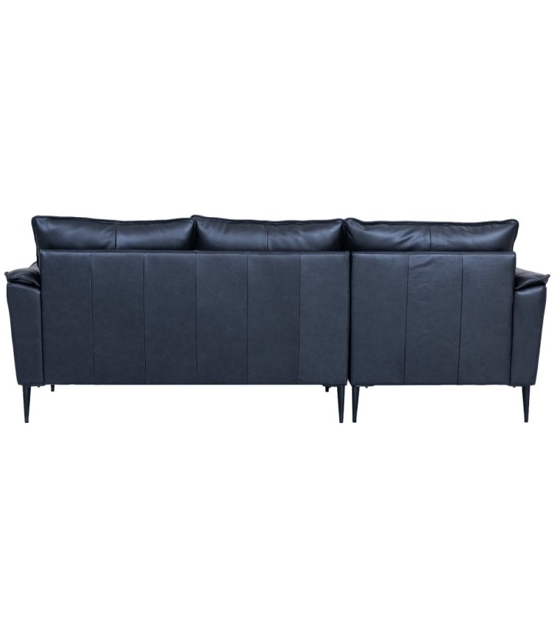 Soul sofa, m. venstre chaiselong - sort semianilin lder og sort metal