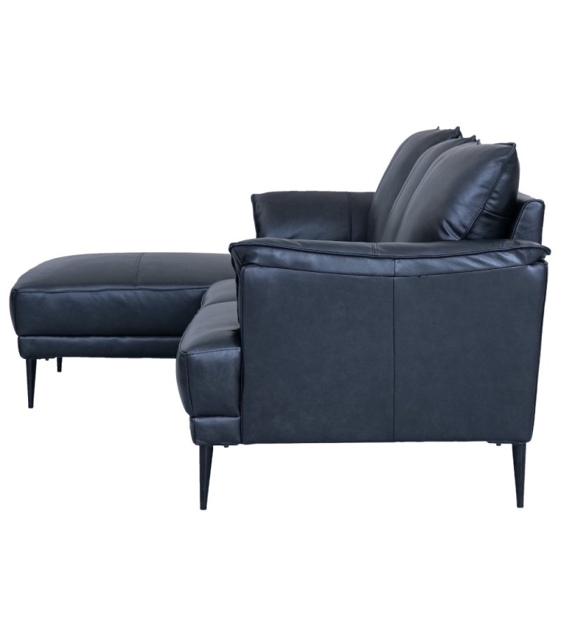 Soul sofa, m. venstre chaiselong - sort semianilin lder og sort metal