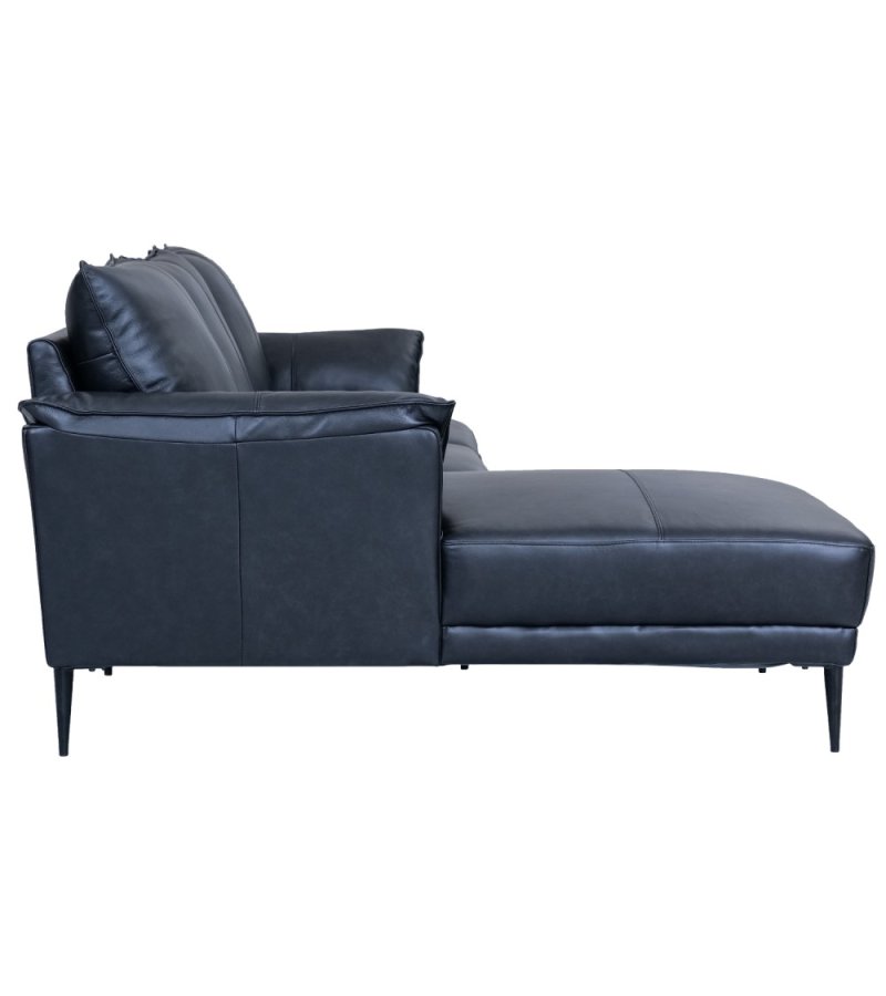 Soul sofa, m. venstre chaiselong - sort semianilin lder og sort metal