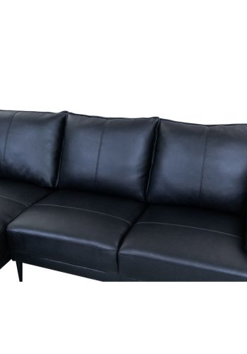 Soul sofa, m. venstre chaiselong - sort semianilin lder og sort metal