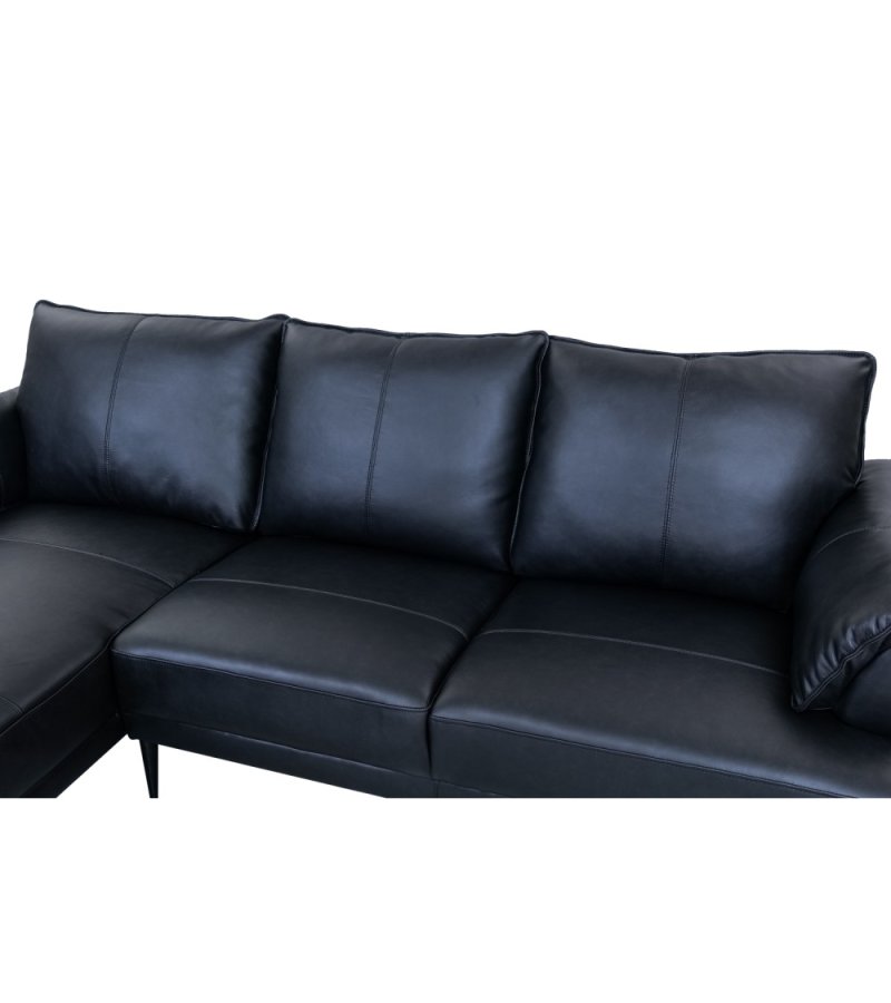 Soul sofa, m. venstre chaiselong - sort semianilin lder og sort metal