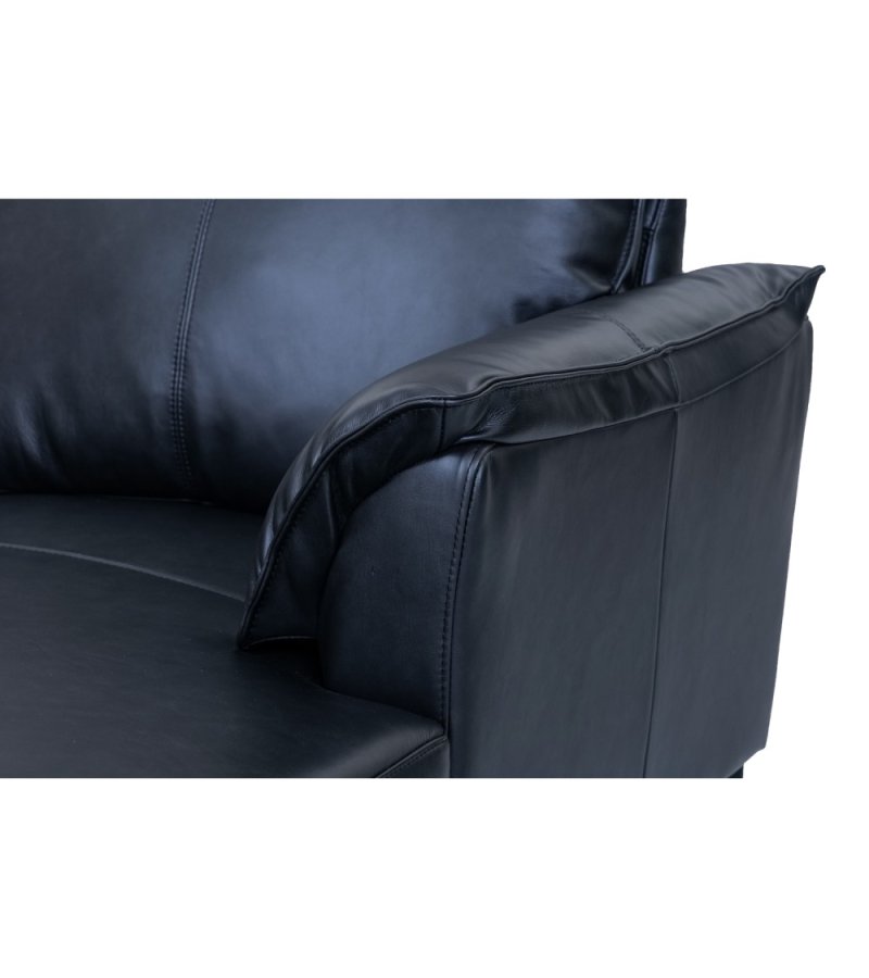 Soul sofa, m. venstre chaiselong - sort semianilin lder og sort metal