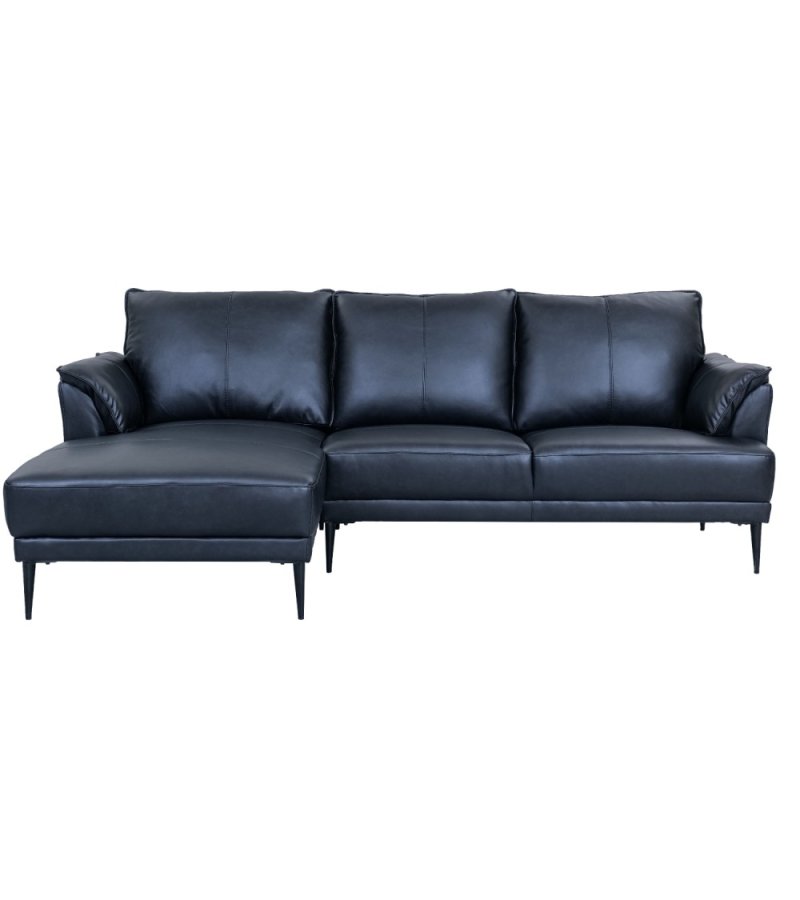 Soul sofa, m. venstre chaiselong - sort semianilin lder og sort metal