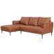 Soul sofa, m. venstre chaiselong - lysebrun semianilin lder og sort metal