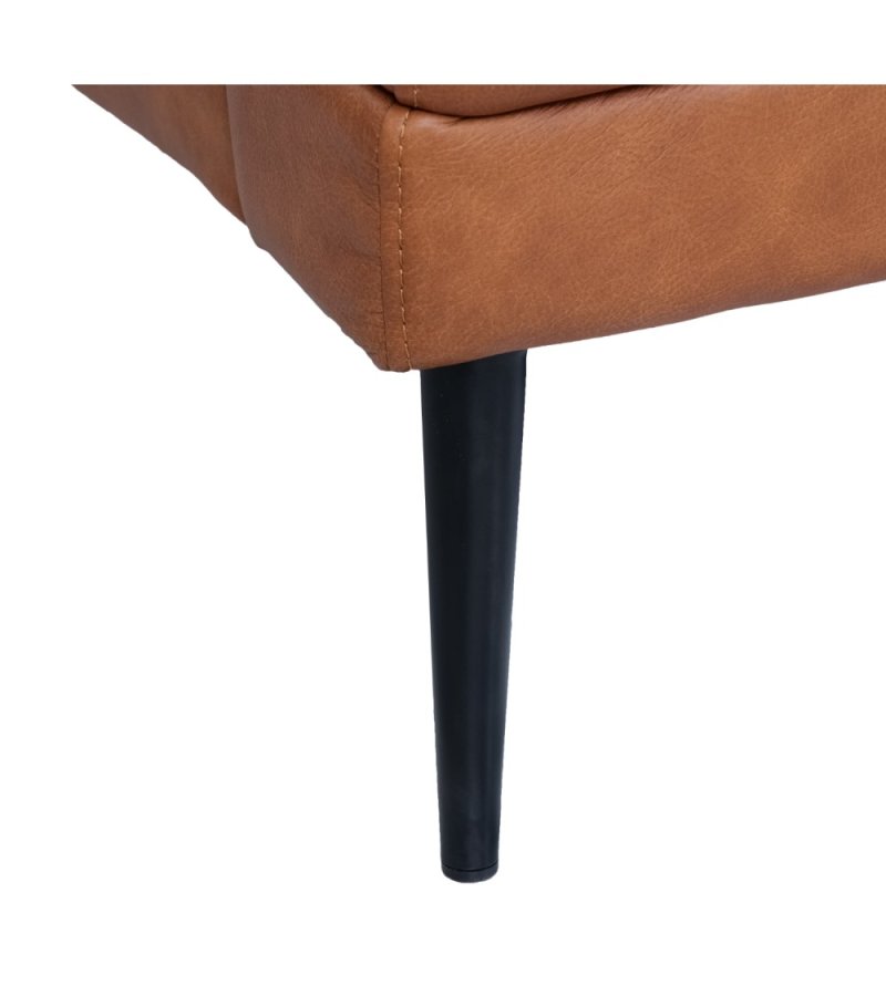 Soul sofa, m. venstre chaiselong - lysebrun semianilin lder og sort metal