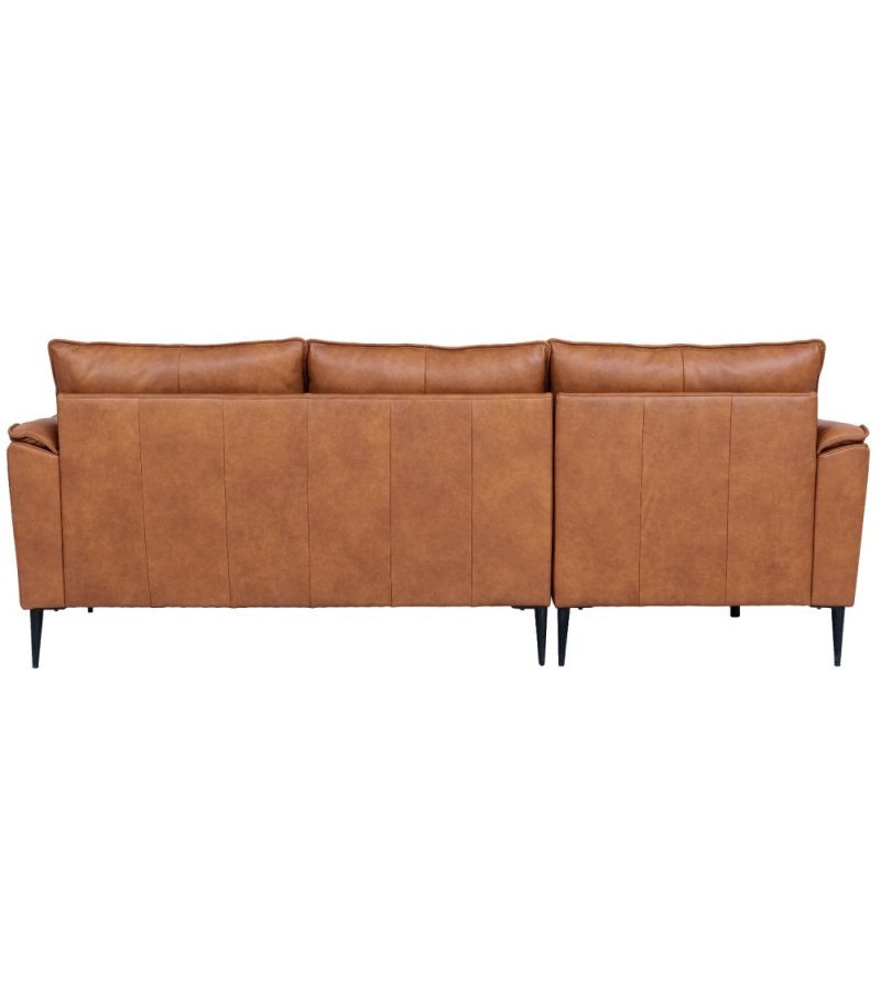 Soul sofa, m. venstre chaiselong - lysebrun semianilin lder og sort metal