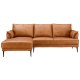 Soul sofa, m. venstre chaiselong - lysebrun semianilin lder og sort metal