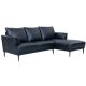 Soul sofa, m. hjre chaiselong - sort semianilin lder og sort metal
