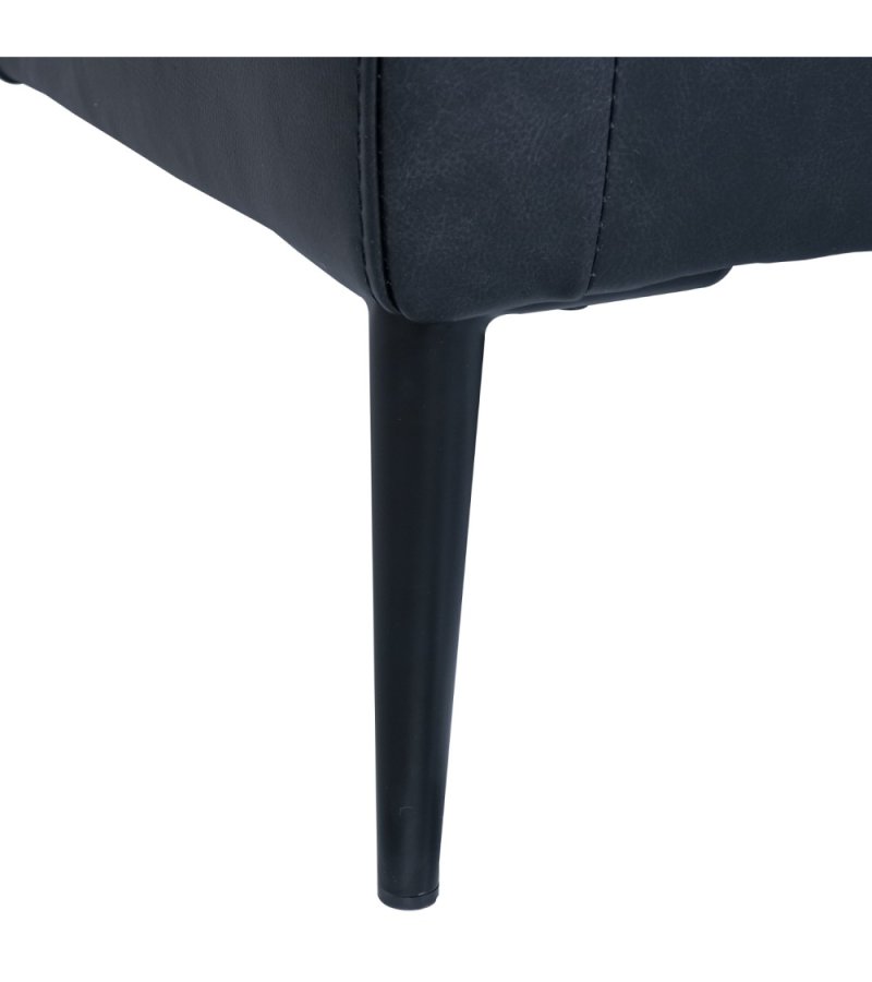 Soul sofa, m. hjre chaiselong - sort semianilin lder og sort metal