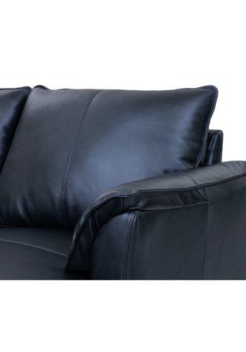 Soul sofa, m. hjre chaiselong - sort semianilin lder og sort metal