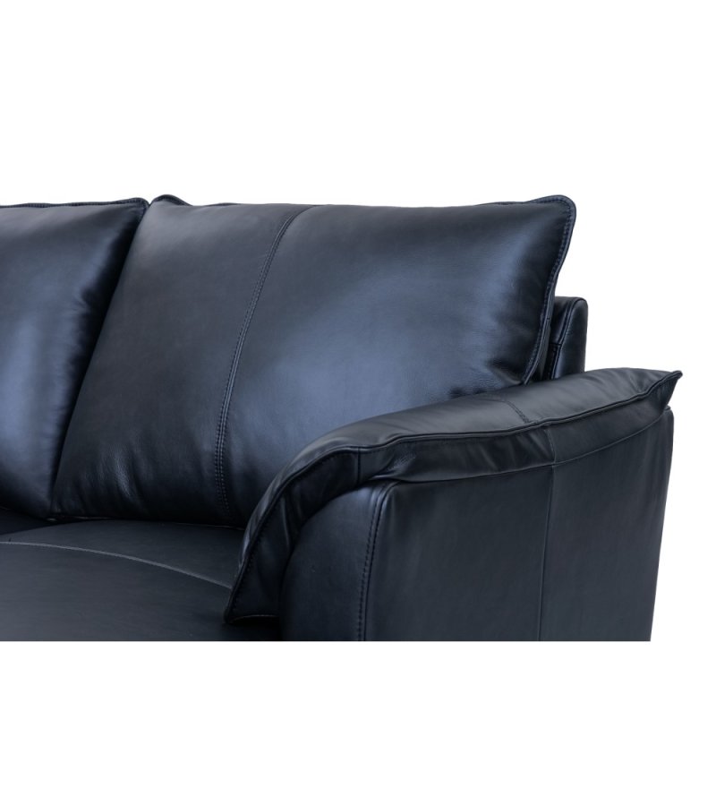 Soul sofa, m. hjre chaiselong - sort semianilin lder og sort metal