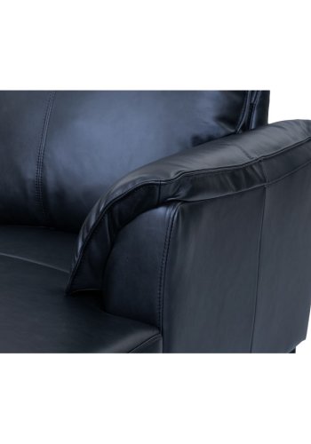 Soul sofa, m. hjre chaiselong - sort semianilin lder og sort metal