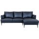 Soul sofa, m. hjre chaiselong - sort semianilin lder og sort metal
