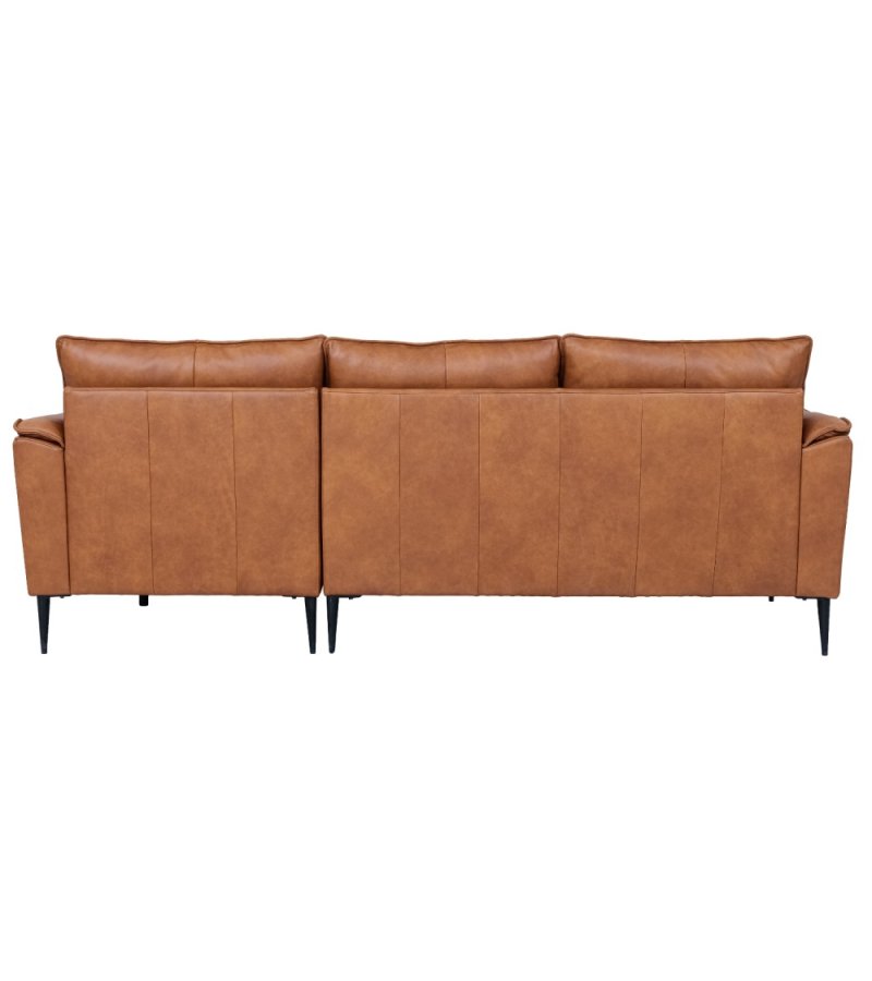 Soul sofa, m. hjre chaiselong - lysebrun semianilin lder og sort metal