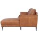 Soul sofa, m. hjre chaiselong - lysebrun semianilin lder og sort metal