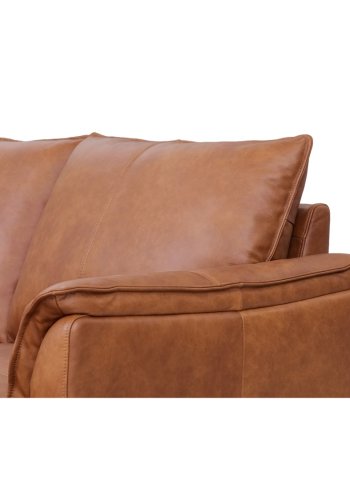 Soul sofa, m. hjre chaiselong - lysebrun semianilin lder og sort metal