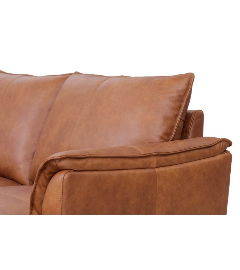 Soul sofa, m. hjre chaiselong - lysebrun semianilin lder og sort metal