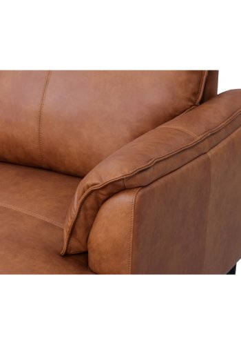 Soul sofa, m. hjre chaiselong - lysebrun semianilin lder og sort metal