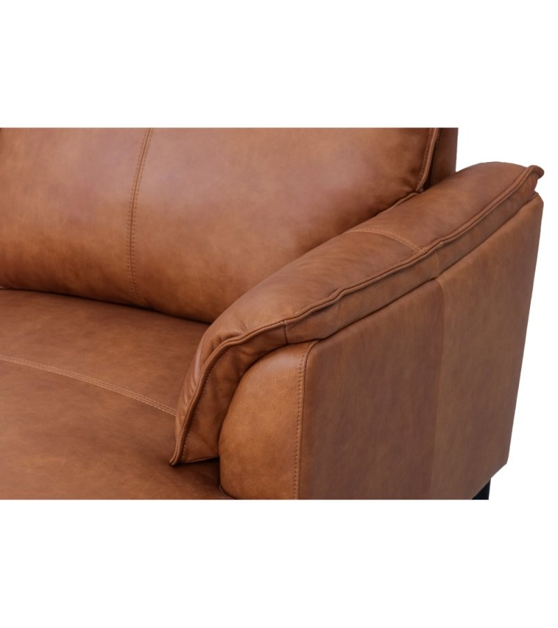 Soul sofa, m. hjre chaiselong - lysebrun semianilin lder og sort metal