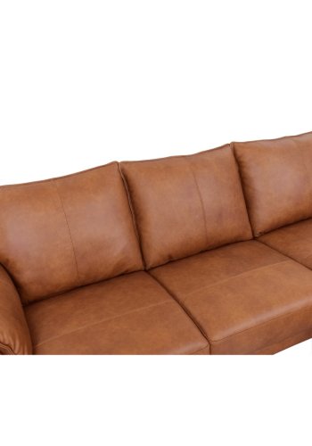 Soul sofa, m. hjre chaiselong - lysebrun semianilin lder og sort metal