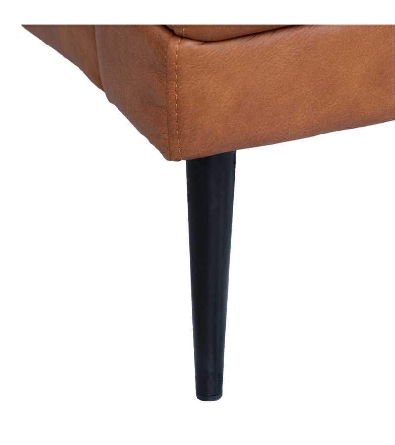 Soul sofa, m. hjre chaiselong - lysebrun semianilin lder og sort metal