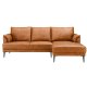 Soul sofa, m. hjre chaiselong - lysebrun semianilin lder og sort metal