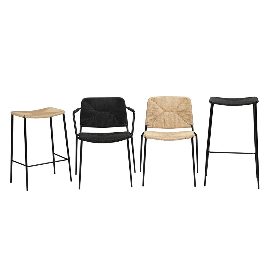 DAN-FORM Stiletto barstol, m. fodsttte - natur papir snor og sort stl