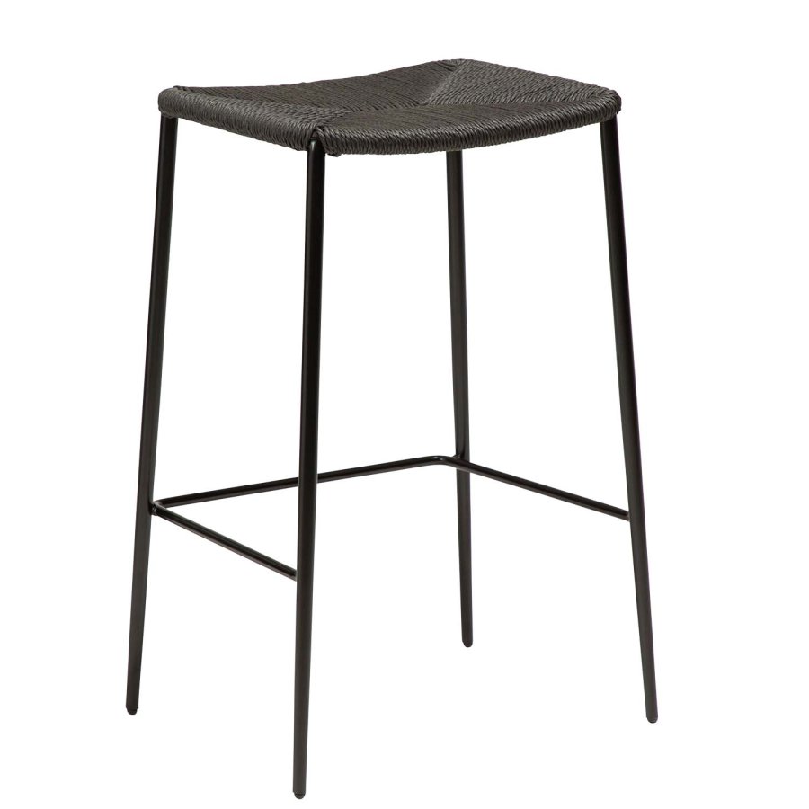 DAN-FORM Stiletto barstol, m. fodsttte - sort papirsnor og sort metal