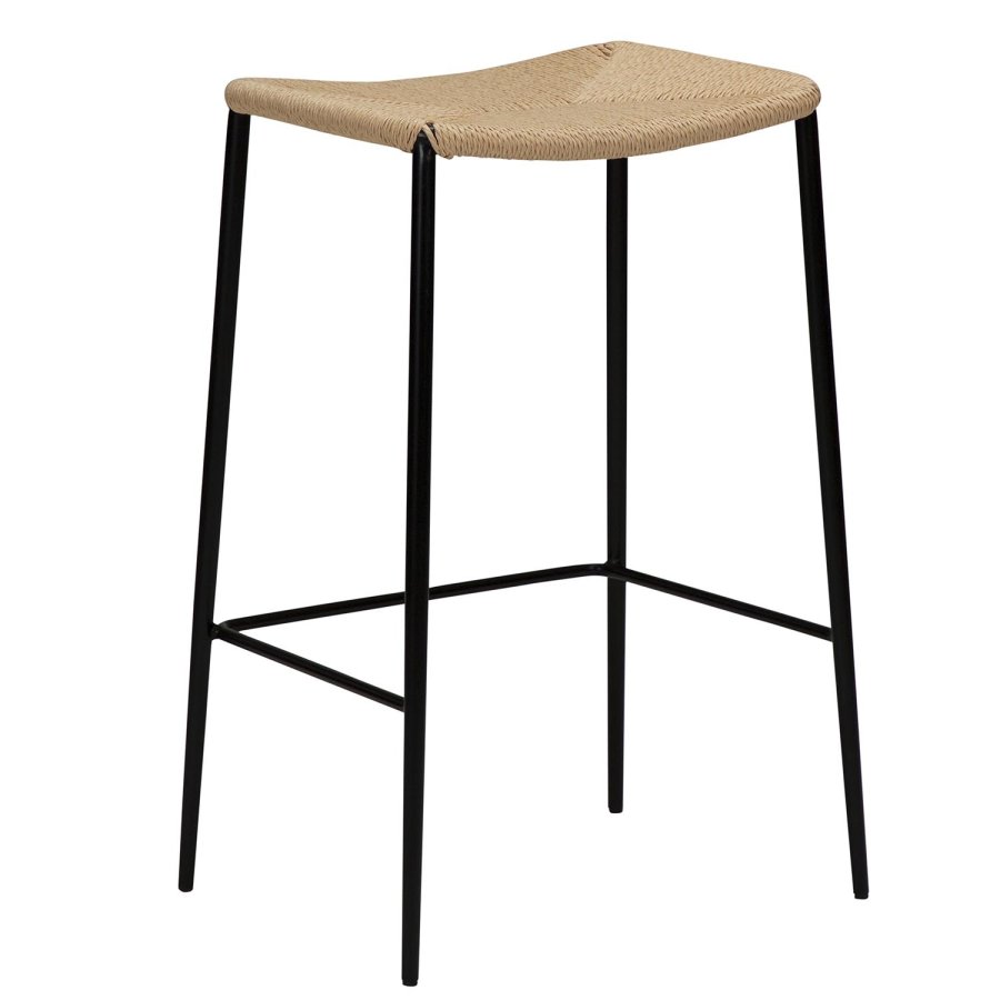 DAN-FORM Stiletto barstol, m. fodsttte - natur papir snor og sort stl