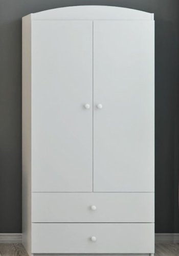 Babydreams garderobeskab til brn med racerbil, m. 2 lger, 1 skuffe - hvid laminat