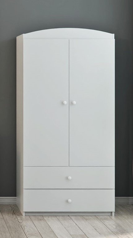 Babydreams garderobeskab til brn med racerbil, m. 2 lger, 1 skuffe - hvid laminat