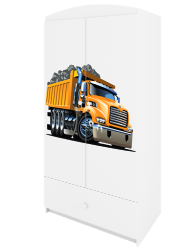 Babydreams garderobeskab til brn med lastbil, m. 2 lger, 1 skuffe - hvid laminat