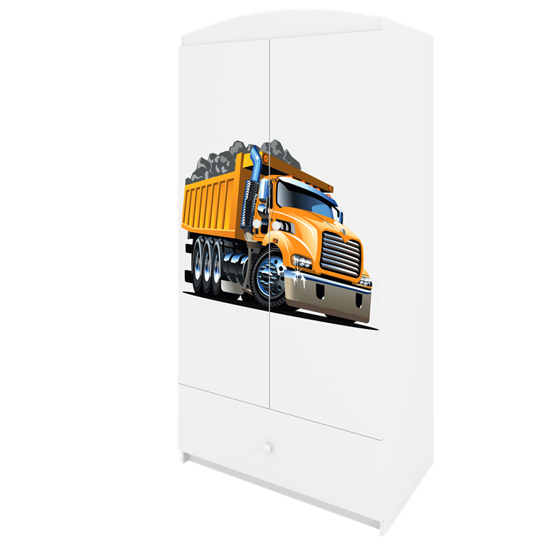 Babydreams garderobeskab til brn med lastbil, m. 2 lger, 1 skuffe - hvid laminat