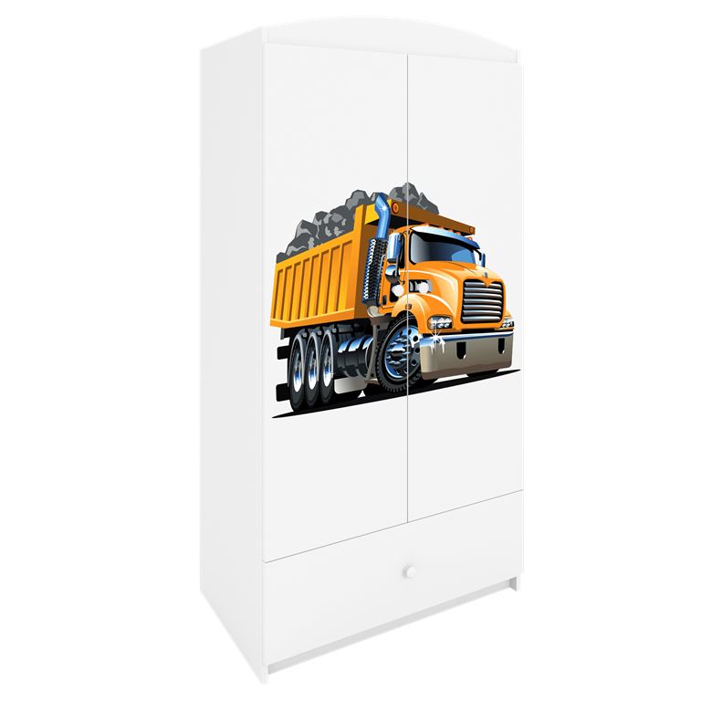 Babydreams garderobeskab til brn med lastbil, m. 2 lger, 1 skuffe - hvid laminat