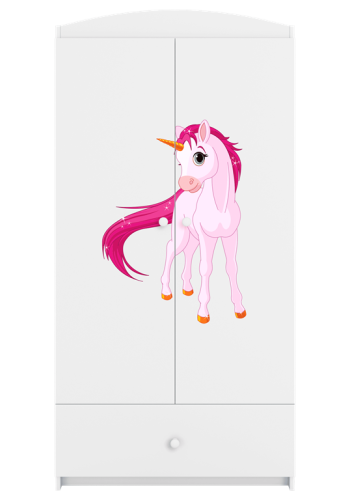Babydreams garderobeskab til brn med enhjrning, m. 2 lger, 1 skuffe - hvid laminat