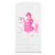 Babydreams garderobeskab til brn med prinsesse p hest, m. 2 lger, 1 skuffe - hvid laminat