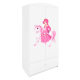 Babydreams garderobeskab til brn med prinsesse p hest, m. 2 lger, 1 skuffe - hvid laminat