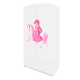 Babydreams garderobeskab til brn med prinsesse p hest, m. 2 lger, 1 skuffe - hvid laminat