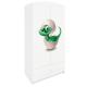 Babydreams garderobeskab til brn med lille dino, m. 2 lger, 1 skuffe - hvid laminat