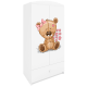 Babydreams garderobeskab til brn med bamse med blomster, m. 2 lger, 1 skuffe - hvid laminat