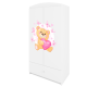 Babydreams garderobeskab til brn med en bamse med sommerfugle, m. 2 lger, 1 skuffe - hvid laminat