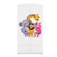 Babydreams garderobeskab til brn med Zoo dyr, m. 2 lger, 1 skuffe - hvid laminat