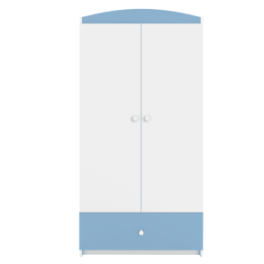 Babydreams garderobeskab, m. 2 lger, 1 skuffe - hvid og bl laminat
