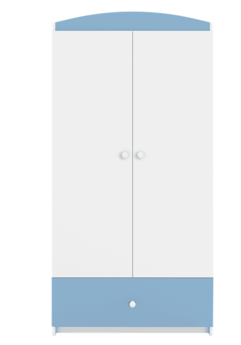 Babydreams garderobeskab, m. 2 lger, 1 skuffe - hvid og bl laminat