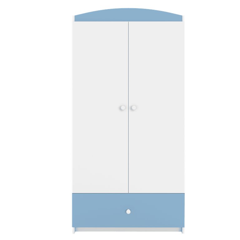 Babydreams garderobeskab, m. 2 lger, 1 skuffe - hvid og bl laminat