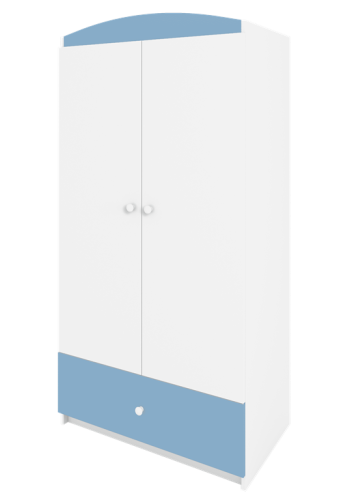 Babydreams garderobeskab, m. 2 lger, 1 skuffe - hvid og bl laminat